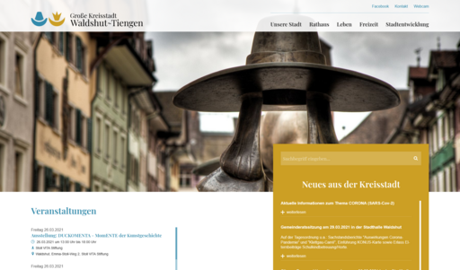 Startseite von der Homepage